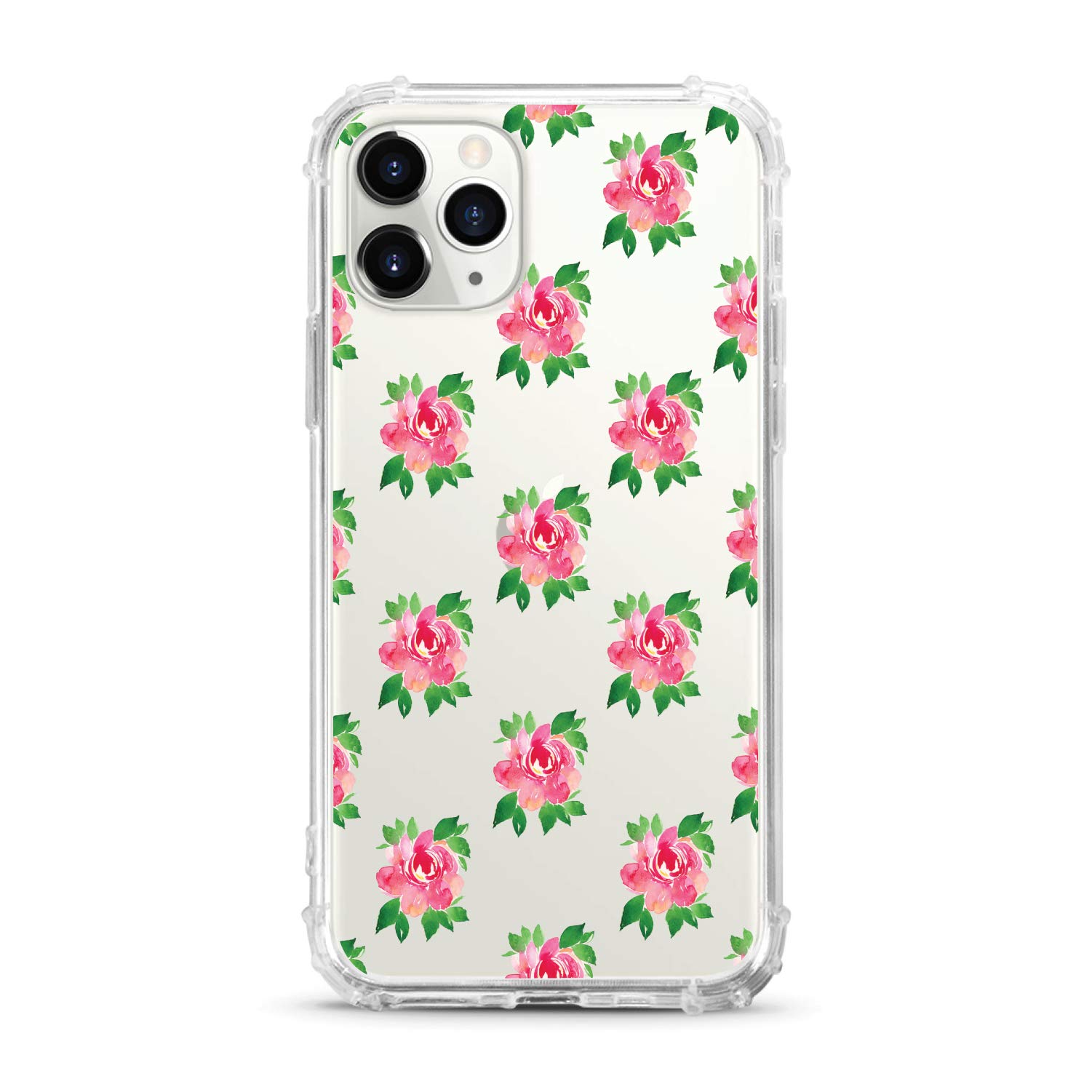 OTM Essentials Clear Tough Edge Phone Case for iPhone 11 Pro - Floral Rose Design | Protective Slim Fit Cover with Shock Absorption | Perfect for Everyday Use, Work & Travel