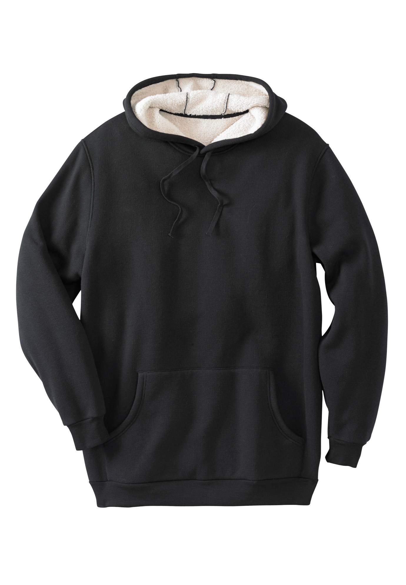 KingSize Men's Big & Tall Sherpa-Lined Thermal Waffle Pullover Hoodie - Warm Winter Fleece Sweatshirt for Cold Weather Outdoor Activities