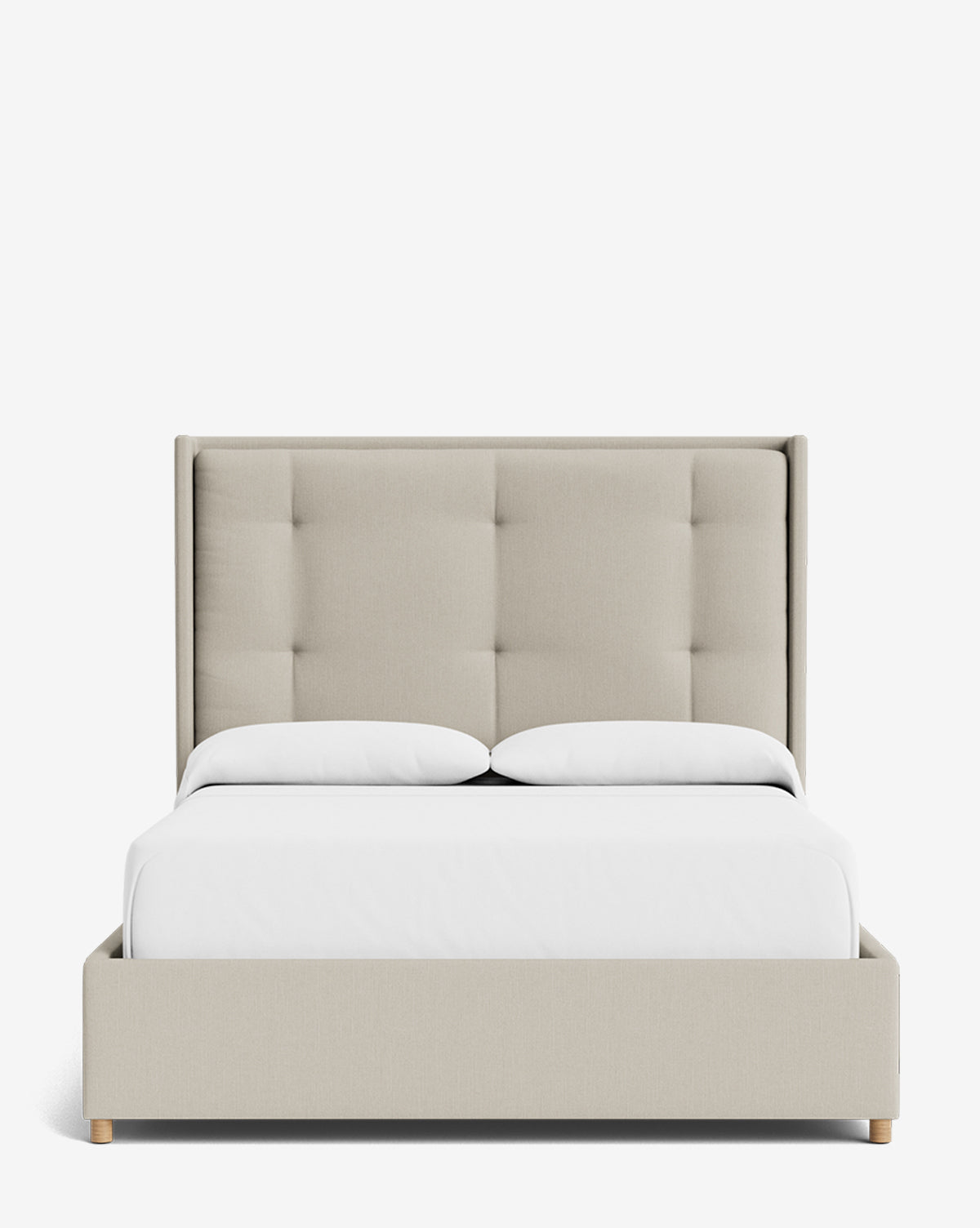 Luxury Ria Upholstered Bed Frame - Queen Size Platform Bed with Soft Fabric Headboard - Modern Bedroom Furniture for Master & Guest Rooms