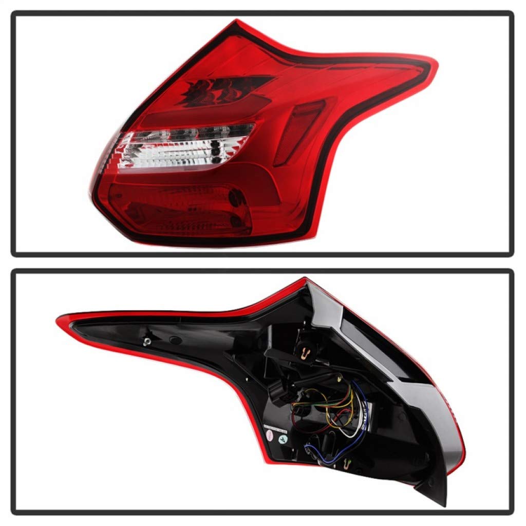 Spyder LED Tail Lights for Ford Focus 2012-2014 | 5-Door Hatchback | Red & Clear Lens | Pair (Part# 5085153) | Upgrade Your Car's Style & Visibility for Night Driving