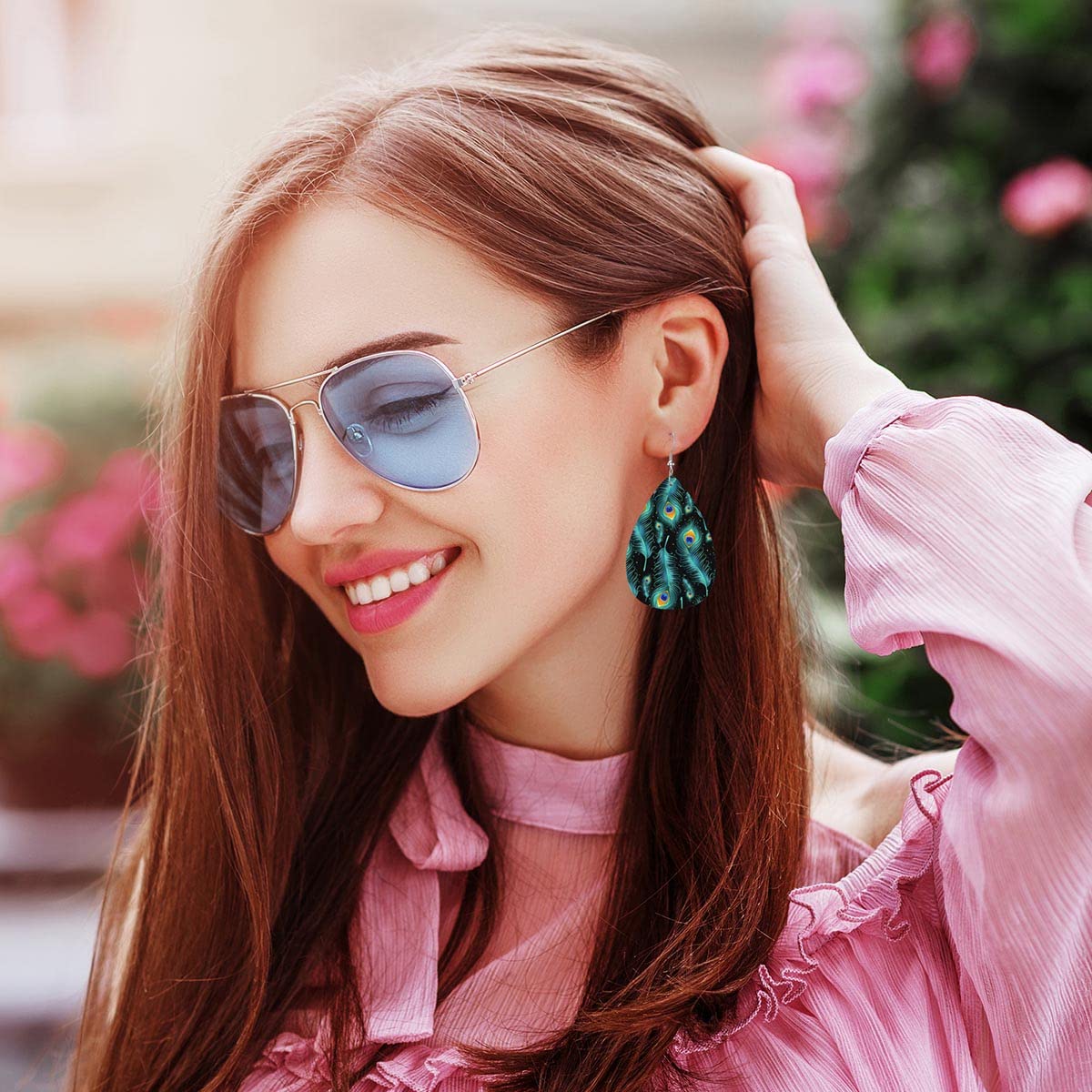 Zokola Peacock Feather Dangle Earrings for Women - Lightweight Tropical Bird Green Leather Teardrop Leaf Earrings Jewelry | Perfect for Boho Fashion, Parties, and Gift Giving