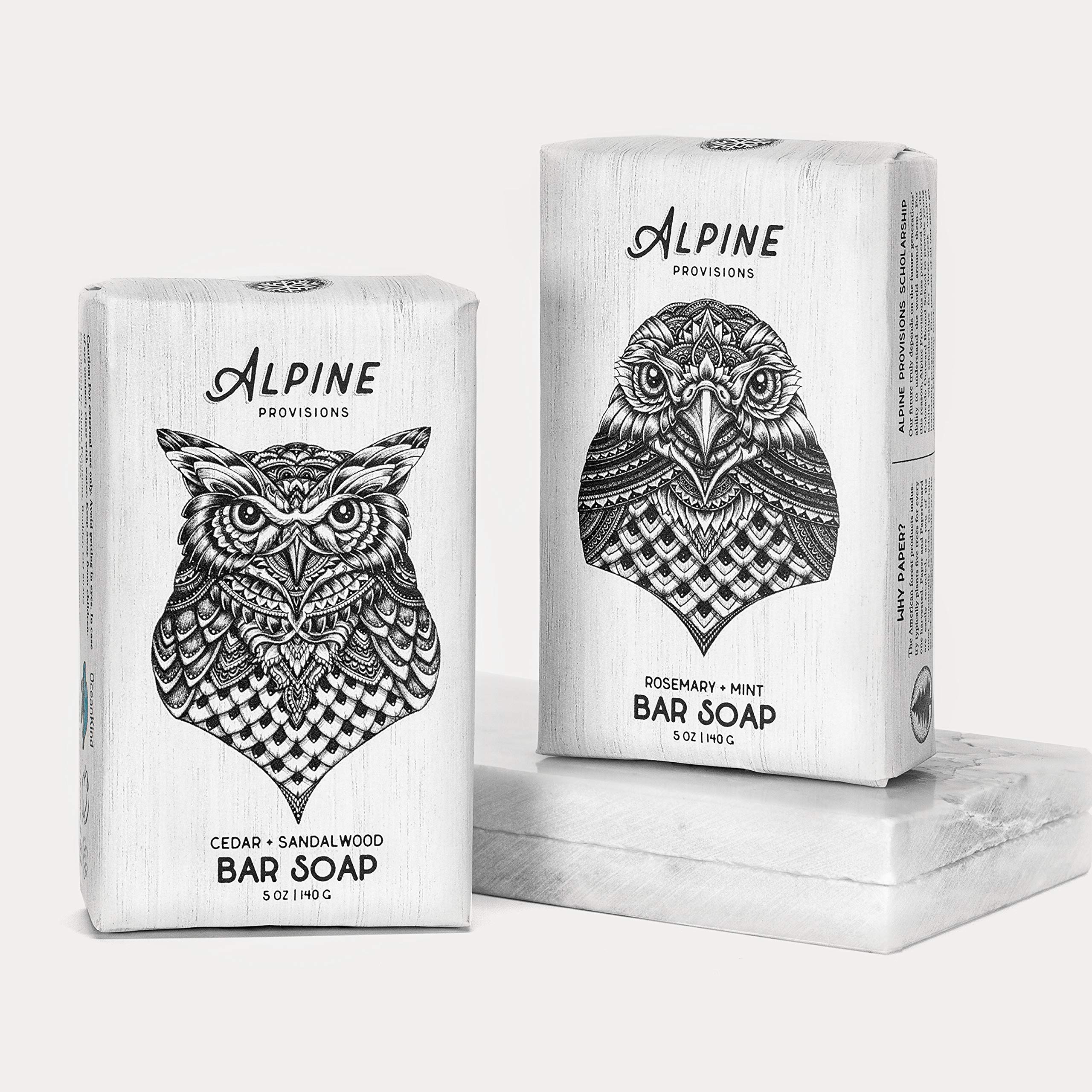 Alpine Provisions Rosemary & Mint Bar Soap - Moisturizing & Cleansing Natural Soap with Essential Oils, RSPO Certified Palm Oil - Vegan, Organic, Sulfate-Free for Soft Hands - 5 Oz (Pack of 1) - Perfect for Daily Skincare & Eco-Friendly Bathroom Routine