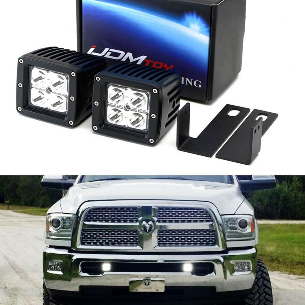 40W CREE LED Pods with Lower Bumper Mounting Bracket - Compatible with 2009-2018 Dodge RAM 2500/3500 - Off-Road Lighting for Trucks, ATVs & Trailers