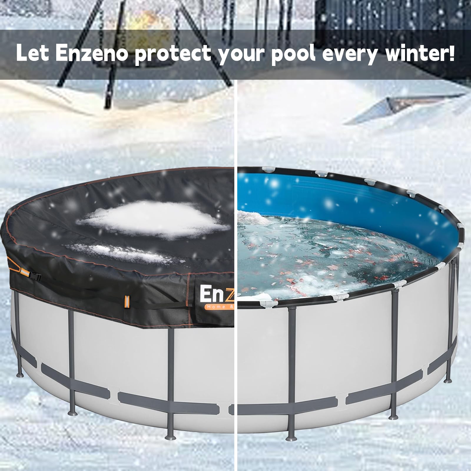 Enzeno 10 Ft Round Solar Pool Cover - Heavy Duty Above Ground Pool Cover with Vents, Waterproof & Dustproof Hot Tub Cover for Winter Protection, Stock Tank Cover - Black