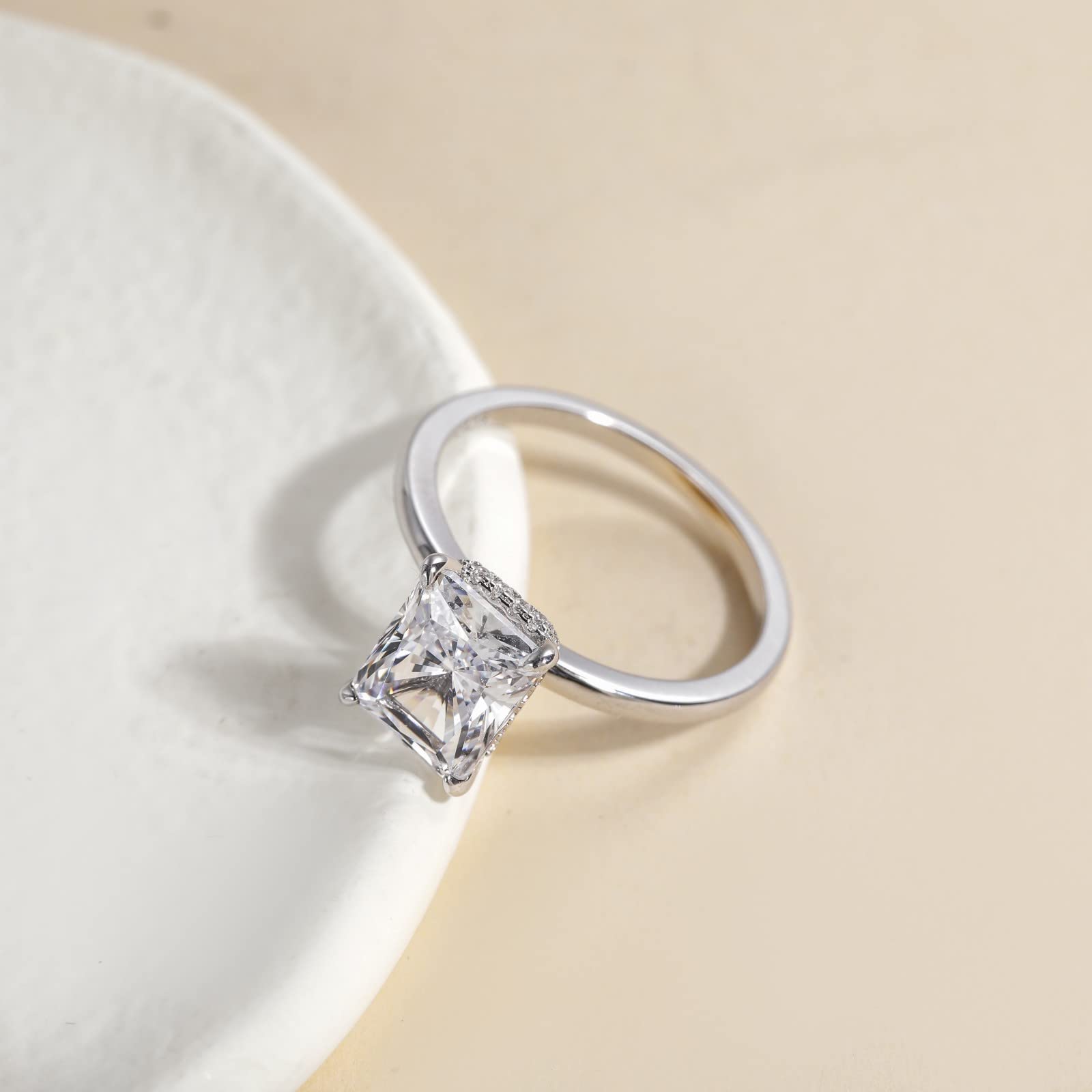 3CT Radiant Cut Cubic Zirconia Engagement Ring - 925 Sterling Silver Solitaire Wedding Band for Women (Size 3-11) | Perfect for Proposals, Anniversaries & Bridal Jewelry