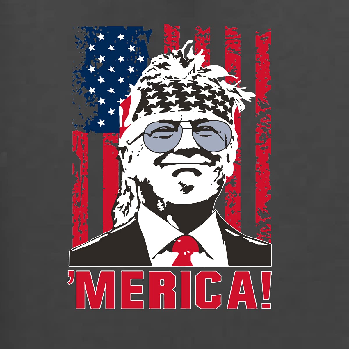 Funny Vintage Trump USA Flag Sleeve Print Political Men's Long Sleeve T-Shirt - Ultra MAGA Patriotic Gift for Conservatives, Rally Wear & American Pride Apparel