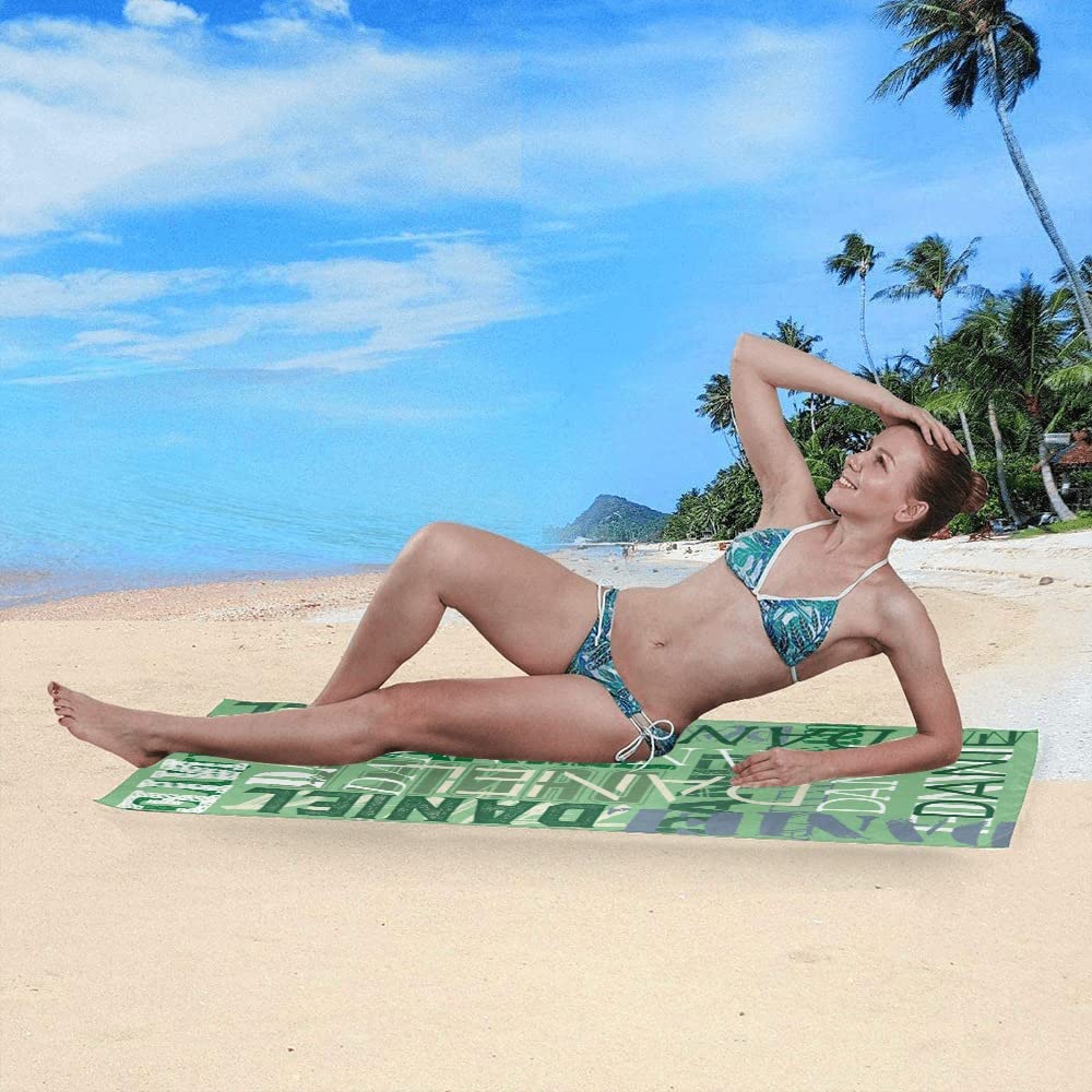 Custom Personalized Beach Towel with Name - Quick Dry Absorbent Sand Proof Microfiber (30x60 Inch) for Kids, Girls, Boys & Adults - Perfect for Pool, Beach, Travel & Outdoor Activities