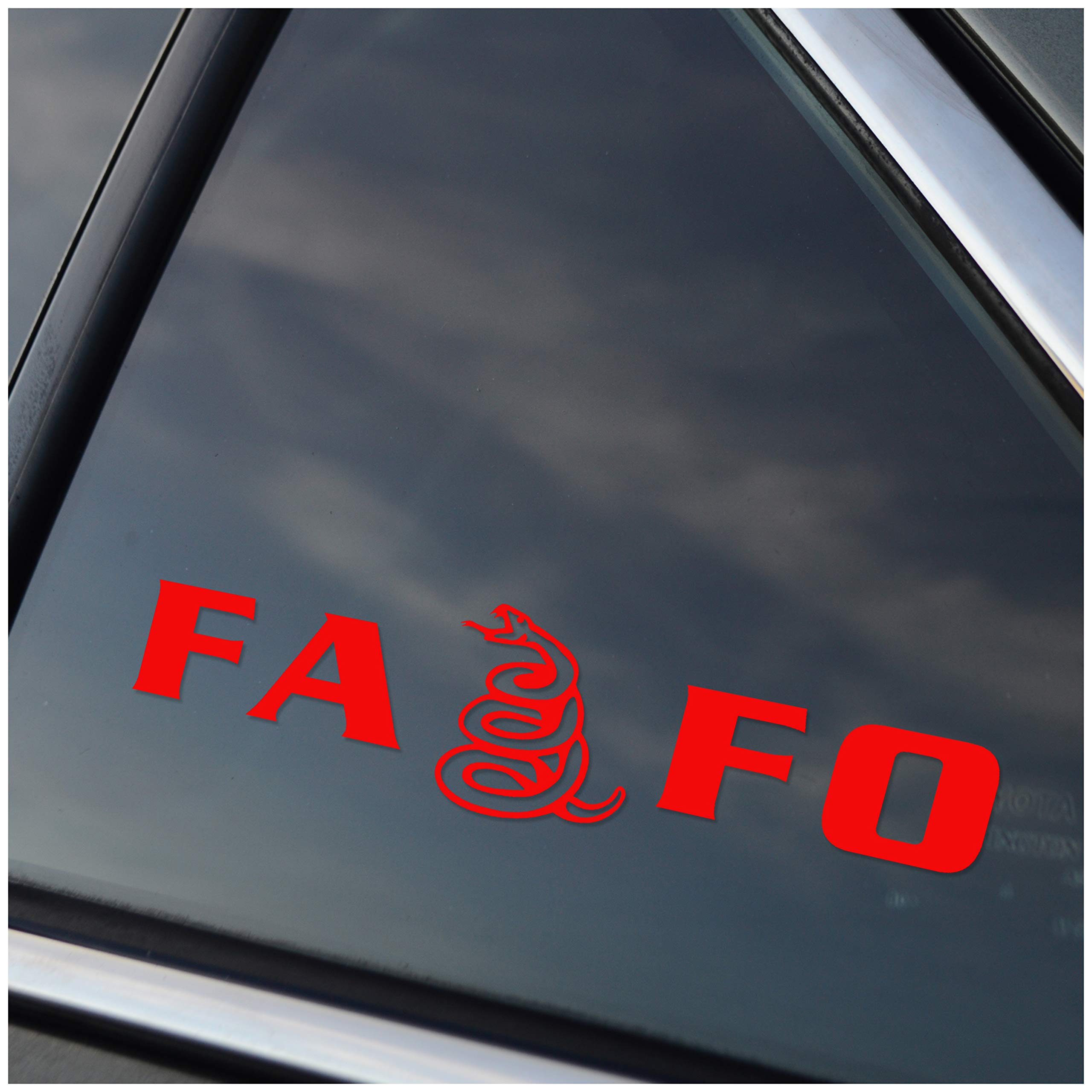 FAFO Fuck Around Find Out Gadsden Snake Window Vinyl Decal - Matte White/Yellow/Red/Black (Gloss Red) | Car, Home & Office Decoration | Funny Political Statement Sticker for Windows, Laptops & Vehicles