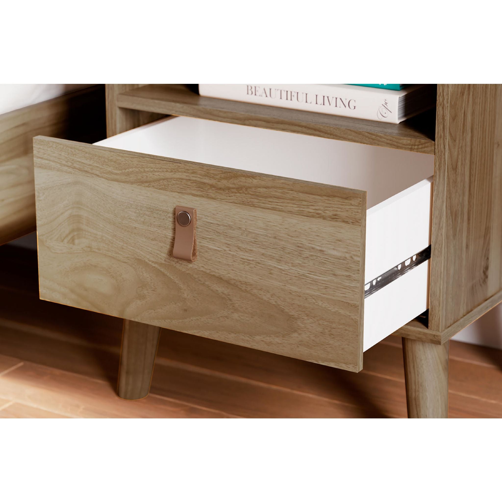 Aprilyn Nightstand with Honey Finish - Modern Bedside Table for Bedroom, Living Room, or Office - Perfect for Storage and Decor