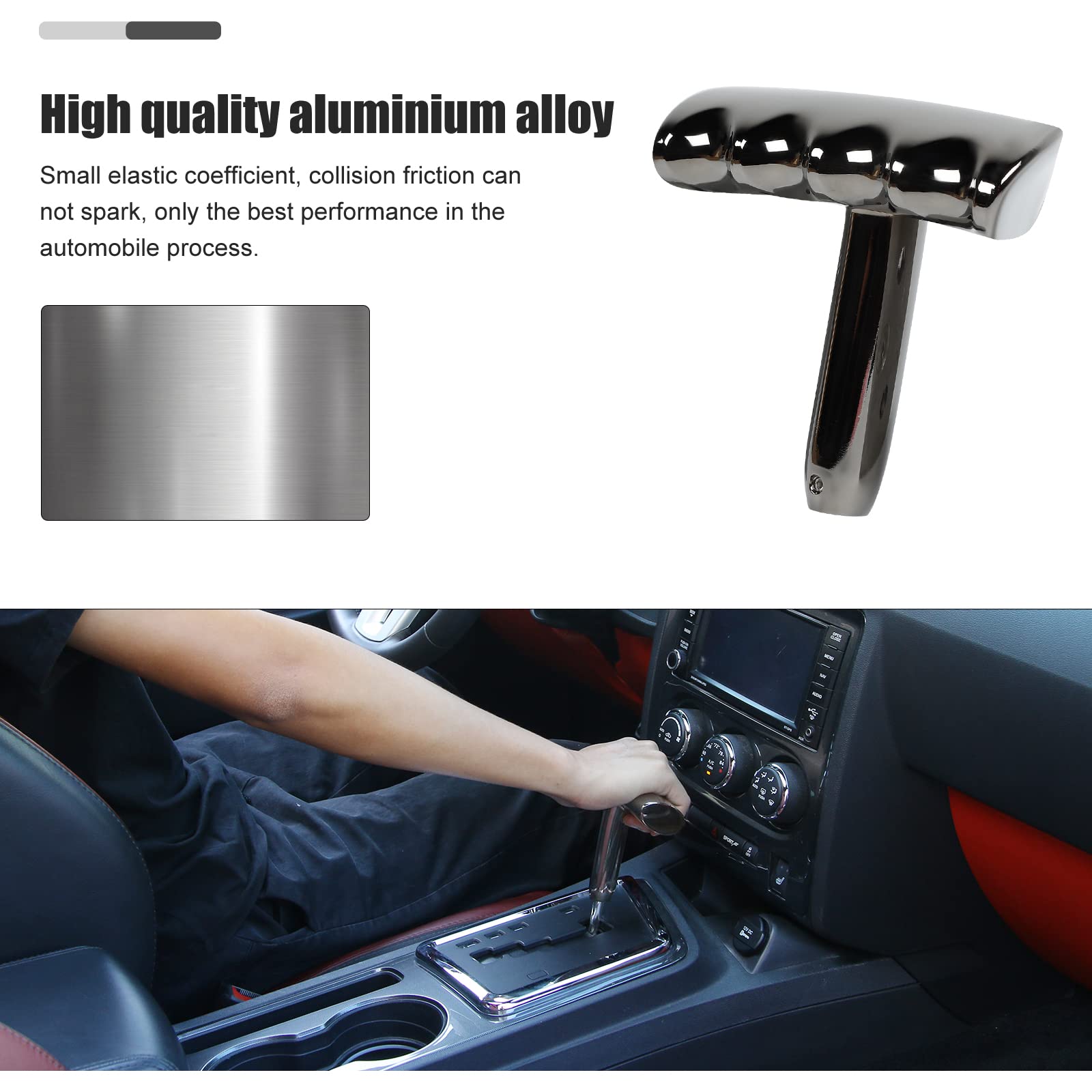 Aluminum Alloy T-Handle Gear Shift Knob for 2012-2017 Jeep Wrangler JK, Dodge Charger, Challenger & Compass - Earth Black | Durable Manual Transmission Shifter Upgrade for Off-Roading & Daily Driving