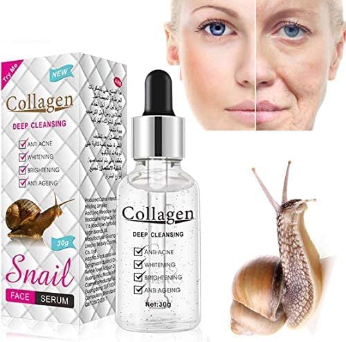 YELURI Collagen Deep Cleansing Anti-Aging Anti-Acne Whitening & Brightening Snail Serum 30ml (3-Pack) - Hydrating Facial Treatment for Glowing Skin, Dark Spot Reduction & Acne-Prone Skin Care