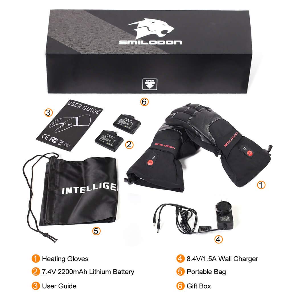 Smilodon Rechargeable Battery Heated Gloves for Men & Women - Electric Warming Winter Gloves for Skiing, Snowboarding, Hiking & Outdoor Activities