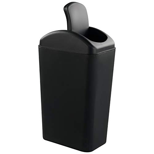 Uumitty 14 Liter Plastic Trash Can with Swing Lid - Black Kitchen Waste Bin for Home, Office, Bathroom - 1 Pack (14L/3.7 Gallon) - Perfect for Recycling, Composting & Daily Garbage Disposal