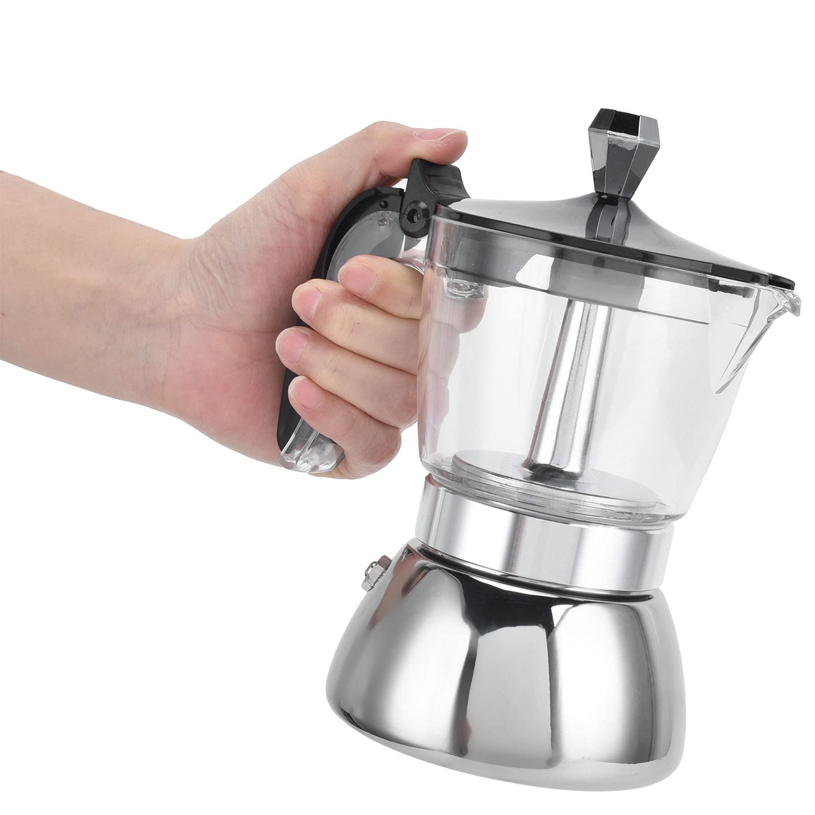 4-Cup Stainless Steel Stovetop Coffee Maker for Home & Office Brewing