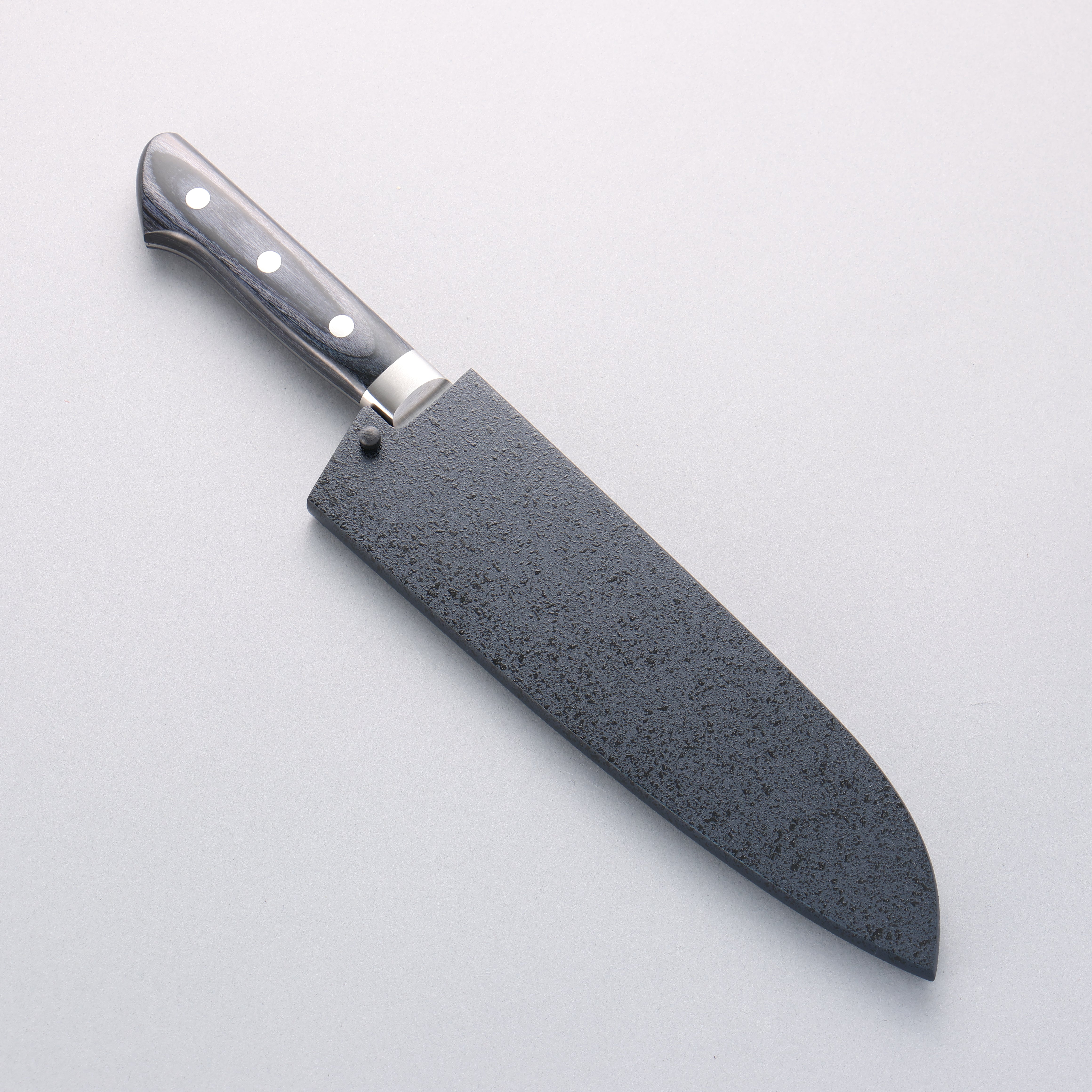 Premium Seisuke Seiten Molybdenum Santoku Knife 180mm - Japanese Chef Knife with Navy Blue Pakkawood Handle & Protective Sheath - Perfect for Sushi, Vegetables & Meat Cutting