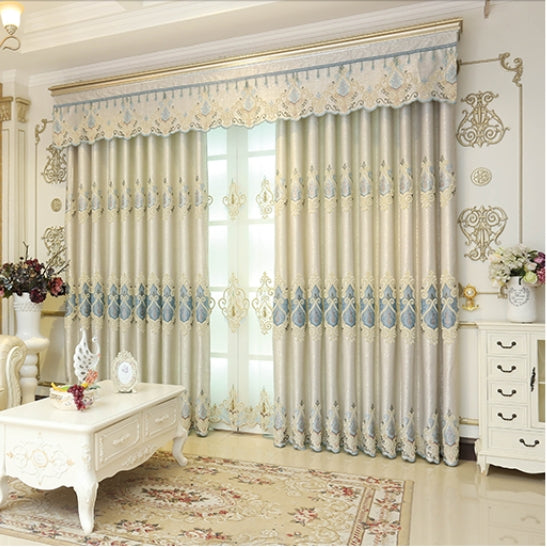 Luxury Two-Layer French Embroidery Blackout Curtains - Custom Made for Bedroom & Living Room - Elegant Home Decor for Light Blocking & Privacy