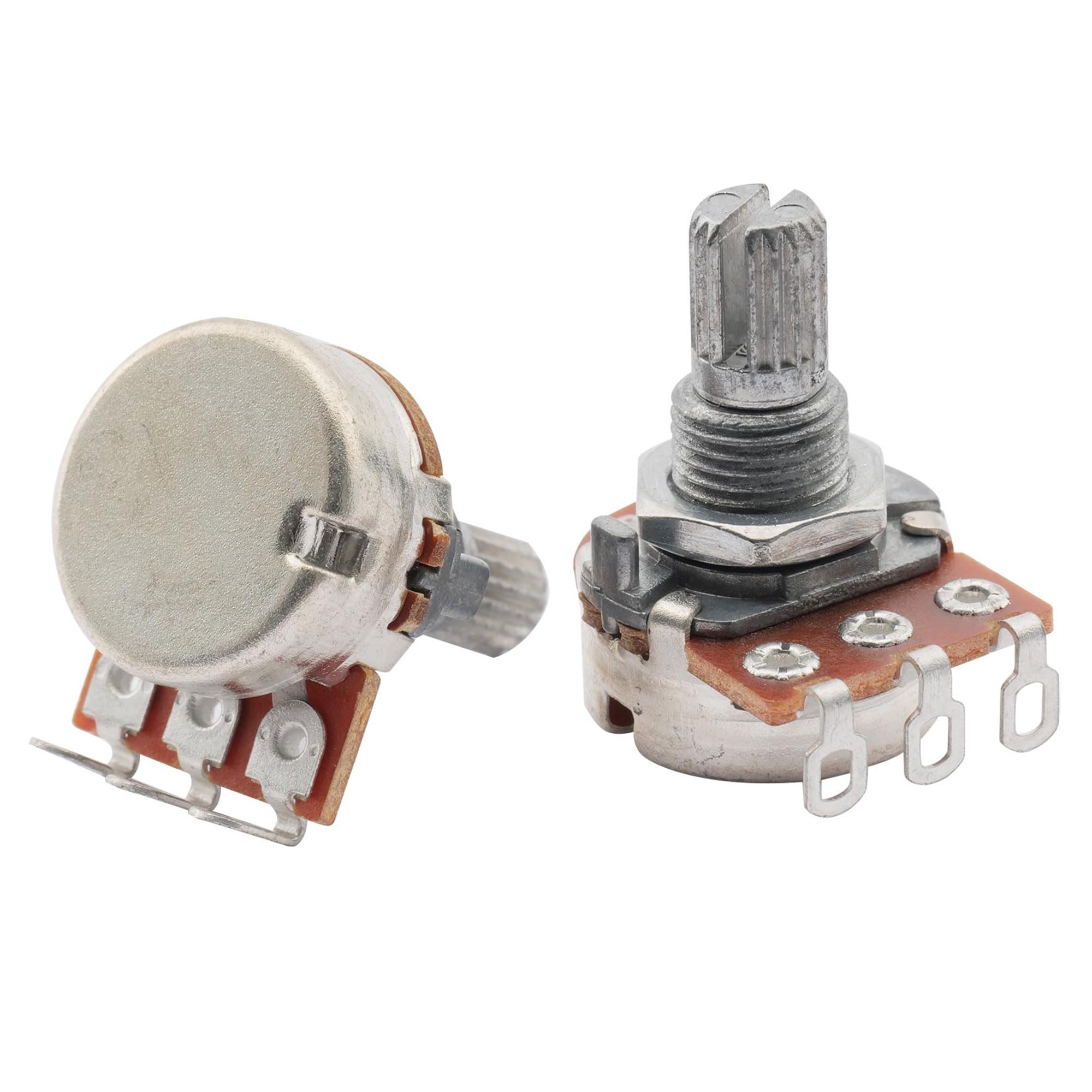 Musiclily 15mm 500K Short Split Shaft Linear Taper Potentiometer - Mini Guitar Volume/Tone Control Pots (Pack of 2) - Perfect for Electric Guitar, Bass & DIY Audio Projects