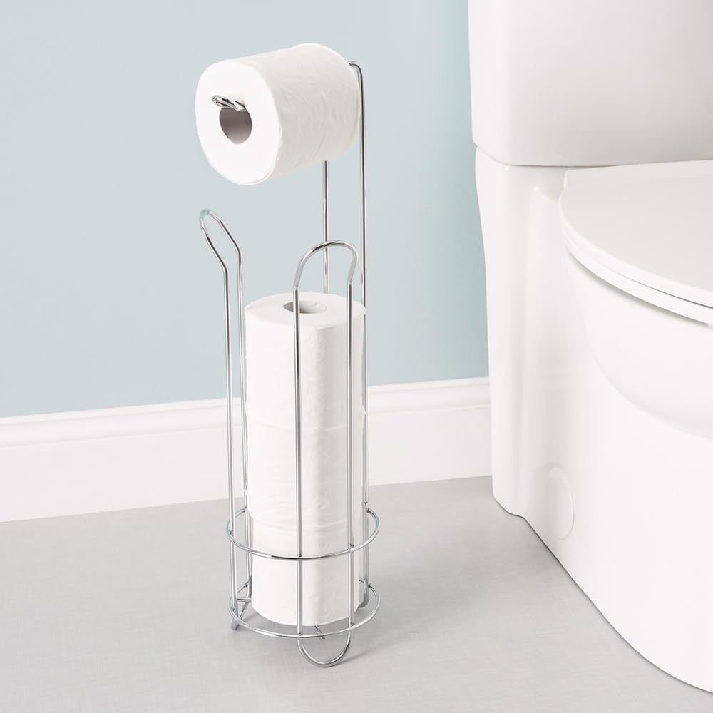 Chrome Toilet Paper Holder - Modern Silver Tissue Dispenser for Bathroom & Kitchen | Home Basics Wall-Mounted Paper Towel Holder for Convenient Use in Restrooms, Kitchens, and Offices