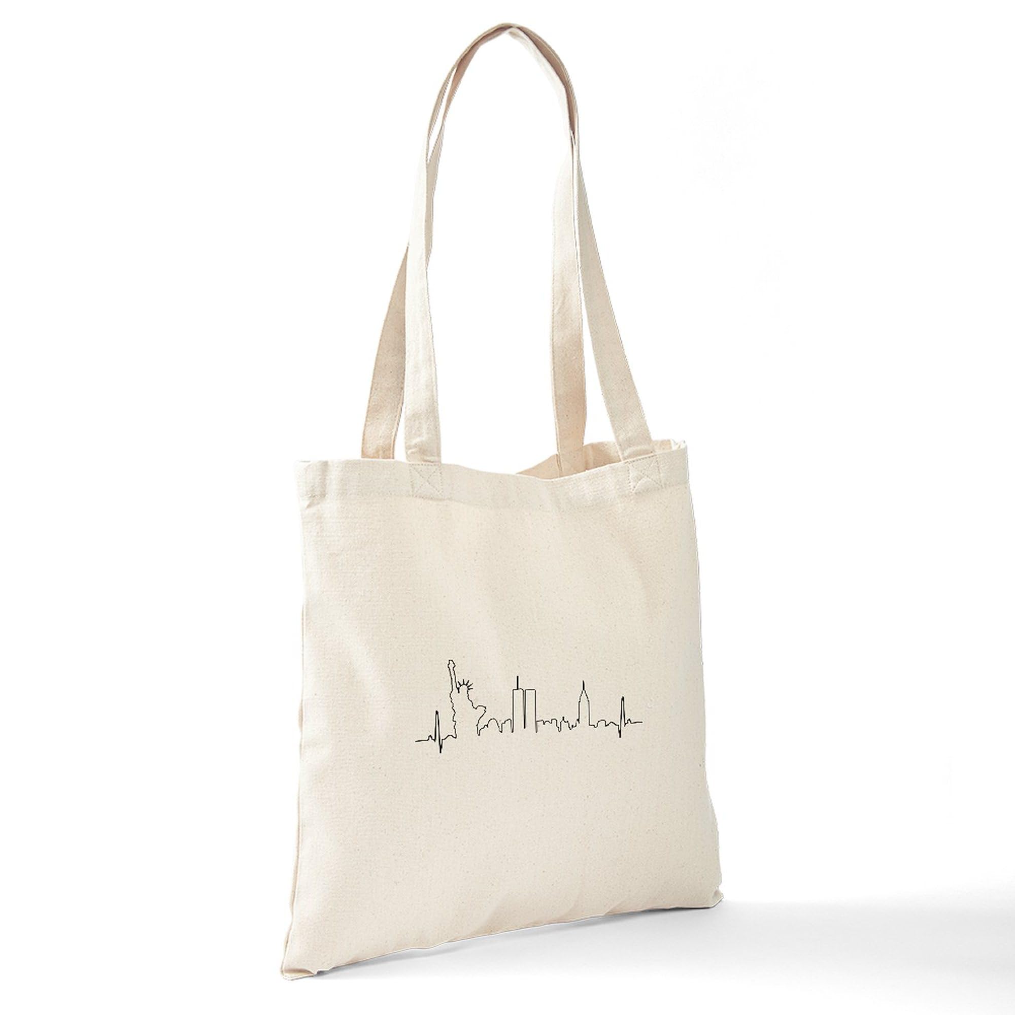 New York Heartbeat Tote Bag - Natural Canvas Reusable Shopping Bag for Groceries, Beach & Everyday Use | CafePress