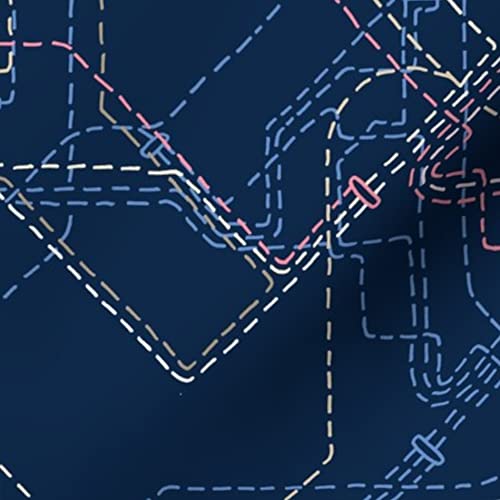 Transport Map Minimalist Printed Minky Fabric Fat Quarter - Soft Plush Fabric for Sewing Baby Blankets & Quilt Backing - Perfect for Nursery Decor & DIY Craft Projects