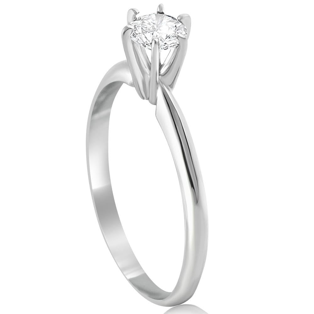 1/3 Carat Lab Grown Diamond Solitaire Engagement Ring - 14K Gold Round Cut Wedding Band for Proposal, Anniversary & Bridal Jewelry Gift