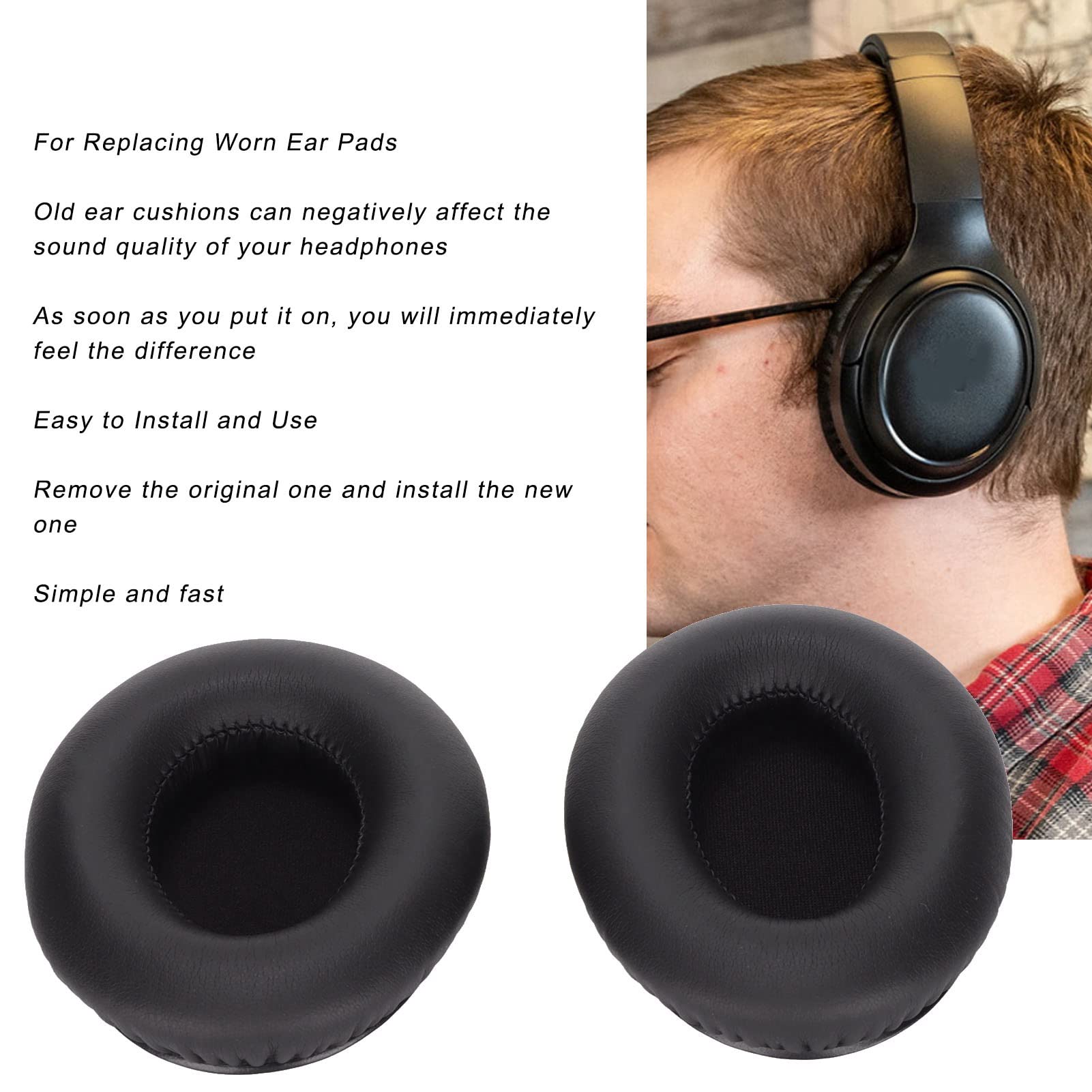 Soft Protein Leather Ear Pads Replacement for TaoTronics TT-BH060 Headphones - Noise Isolating Memory Foam Cushions for Comfortable Gaming, Music & Office Use