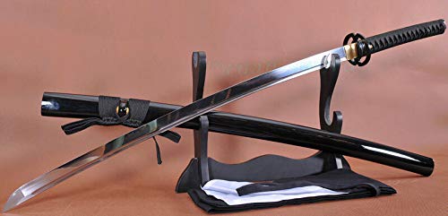1060 High Carbon Steel Full Tang Katana - Authentic Japanese Samurai Sword with Musashi Tsuba - Perfect for Martial Arts Training, Cosplay, and Collectors