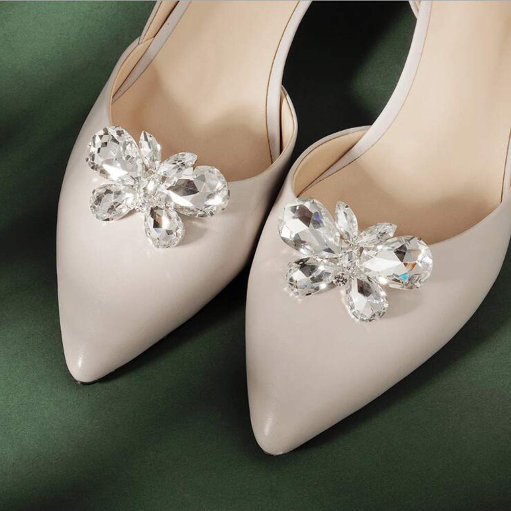 Crystal Shoe Clips for High Heels - Butterfly Rhinestone Shoe Accessories for Wedding, Bridal & Party | DIY Shoe Decorations for Special Occasions & Craft Projects