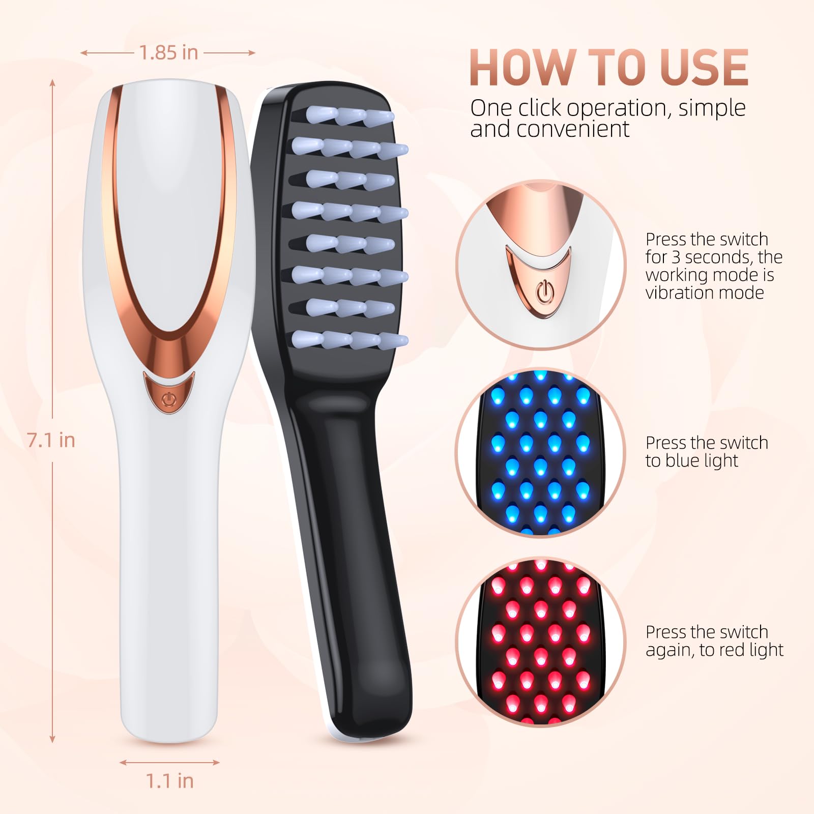 Professional Laser Hair Growth Comb - Electric Scalp Massager for Thinning Hair Treatment & Hair Regrowth | No LEDs | Intensive Hair Brush for Men & Women | Perfect for Home Use & Salon Treatments