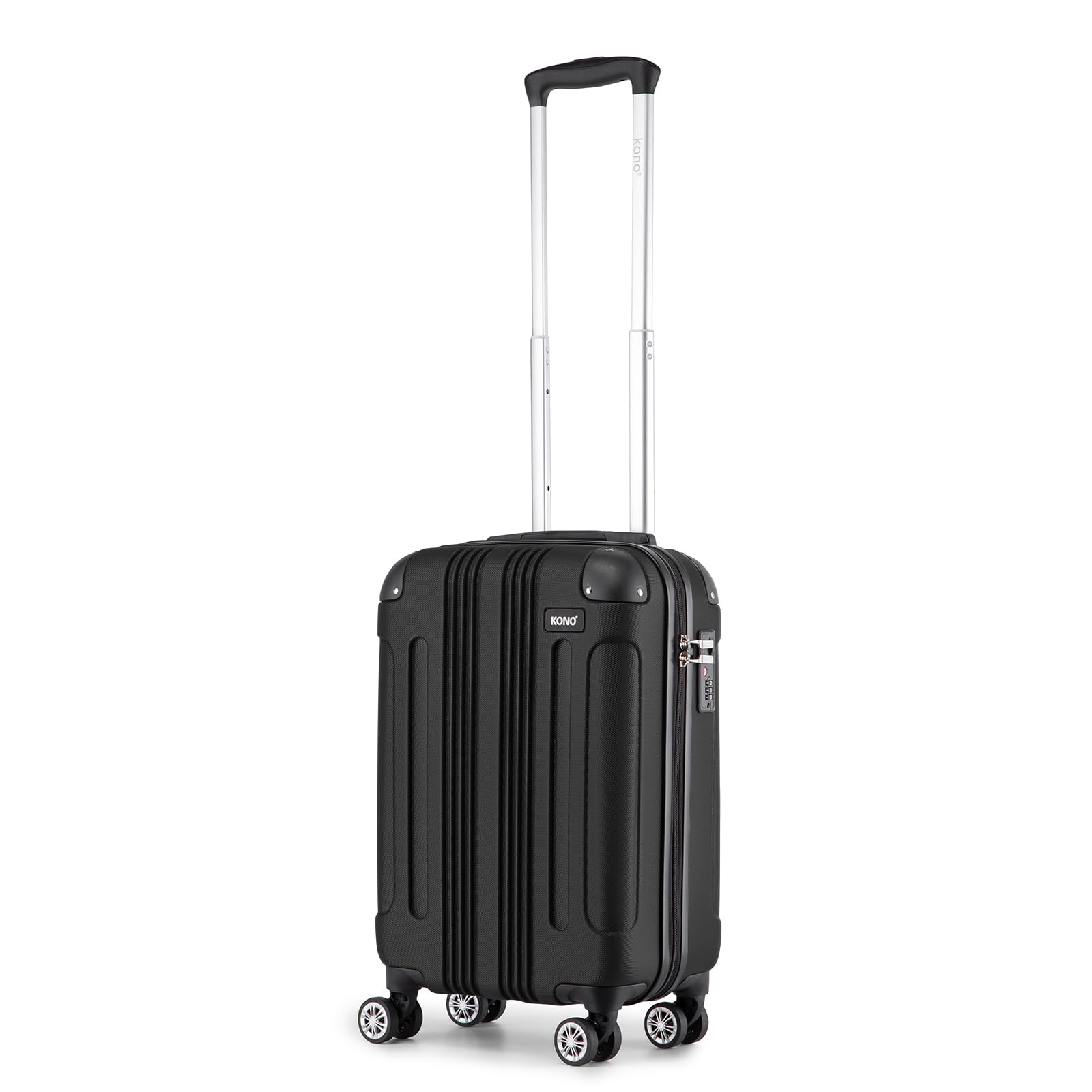 Kono 55x35x20cm ABS Hard Shell Carry-On Luggage - 33L Cabin Approved Travel Suitcase with Wheels (Black) | Perfect for Airplane, Business Trips & Weekend Getaways
