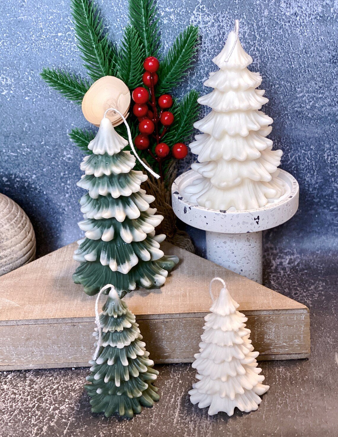 Christmas Tree Candles - Cedar Scented Holiday Decor for Festive Home & Party Decorations | Perfect for Christmas Tree, Mantel, and Table Centerpieces