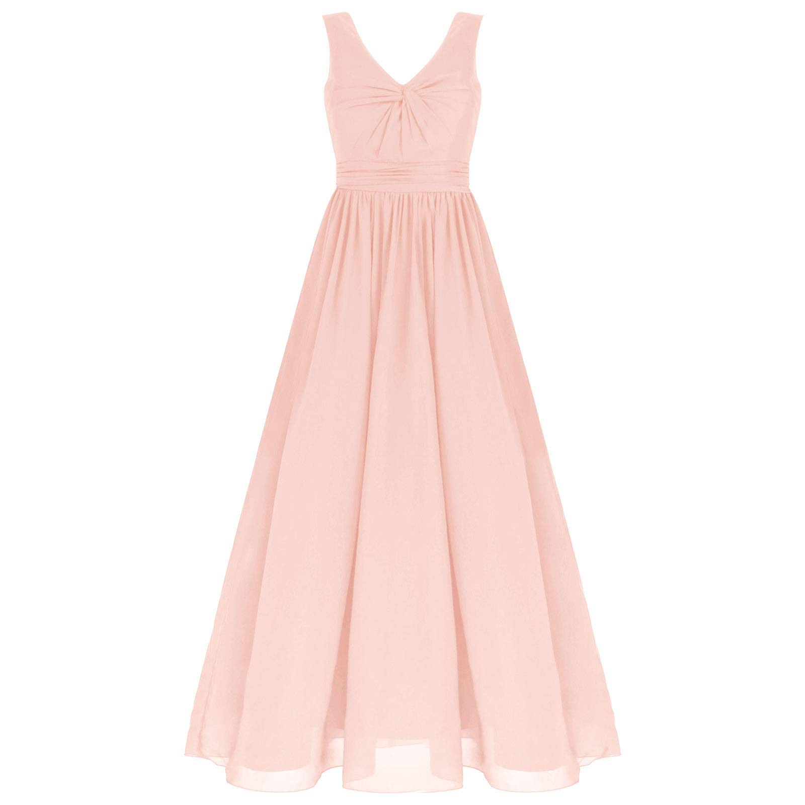 Elegant CHICTRY Women's V-Neck Long Chiffon Formal Dress with Empire Waist - Perfect for Weddings, Bridesmaids, Prom & Evening Parties