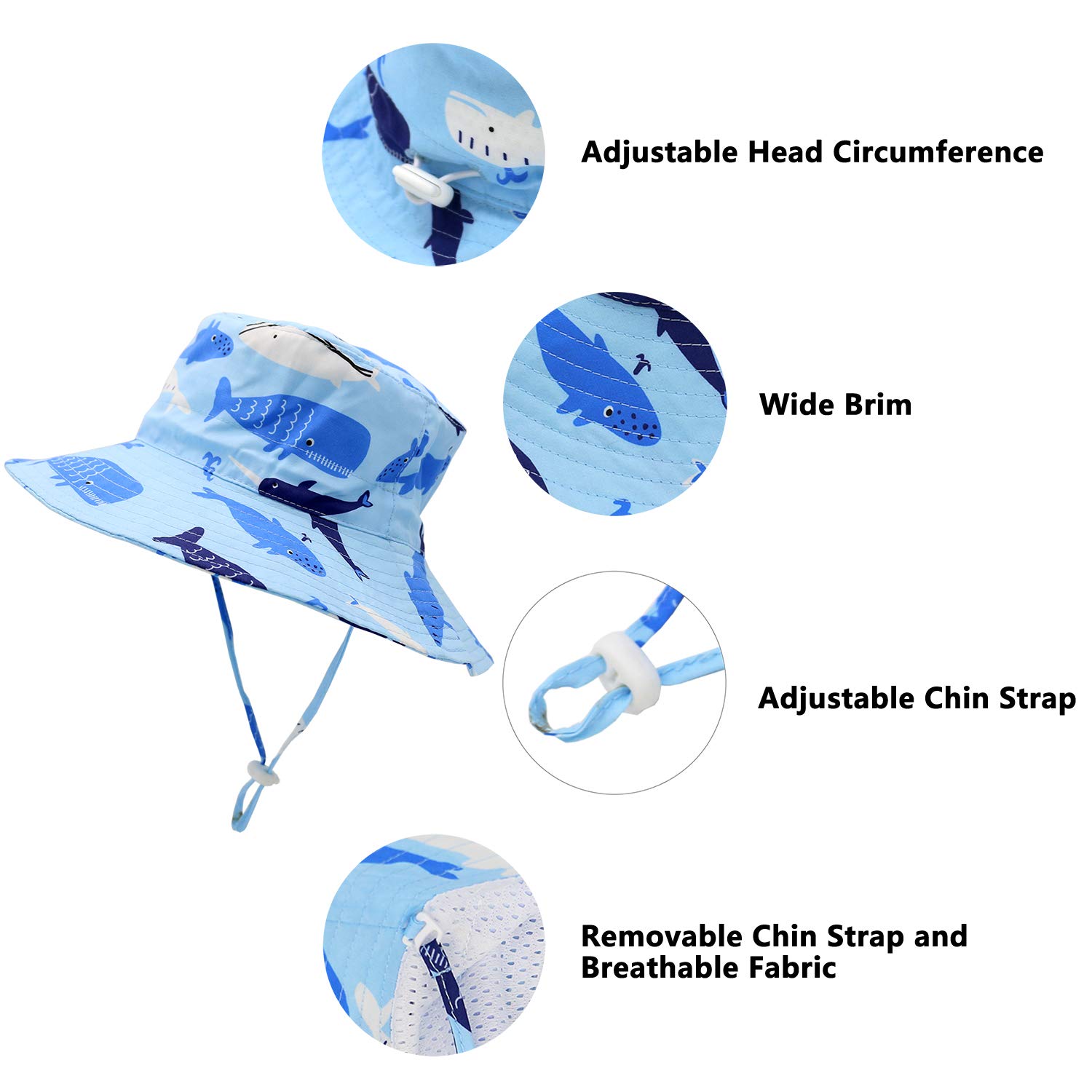 UPF 50+ Baby Sun Hat for Boys & Girls - Toddler Summer Bucket Hat with Wide Brim - Breathable UV Protection Beach Hat for Outdoor Play, Pool, and Travel