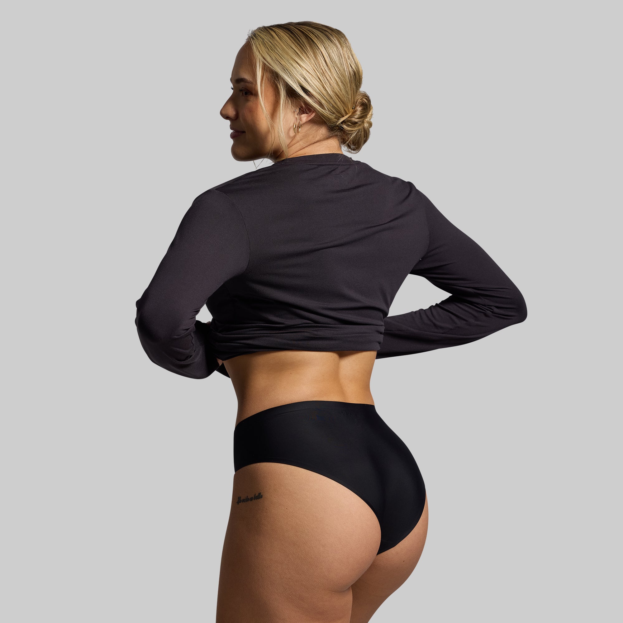 BP Seamless Cheeky Underwear - High Waist Thong Panties for Women, Soft Stretch Comfort, No Show Invisible Underwear (Black) | Perfect for Yoga, Workout & Everyday Wear