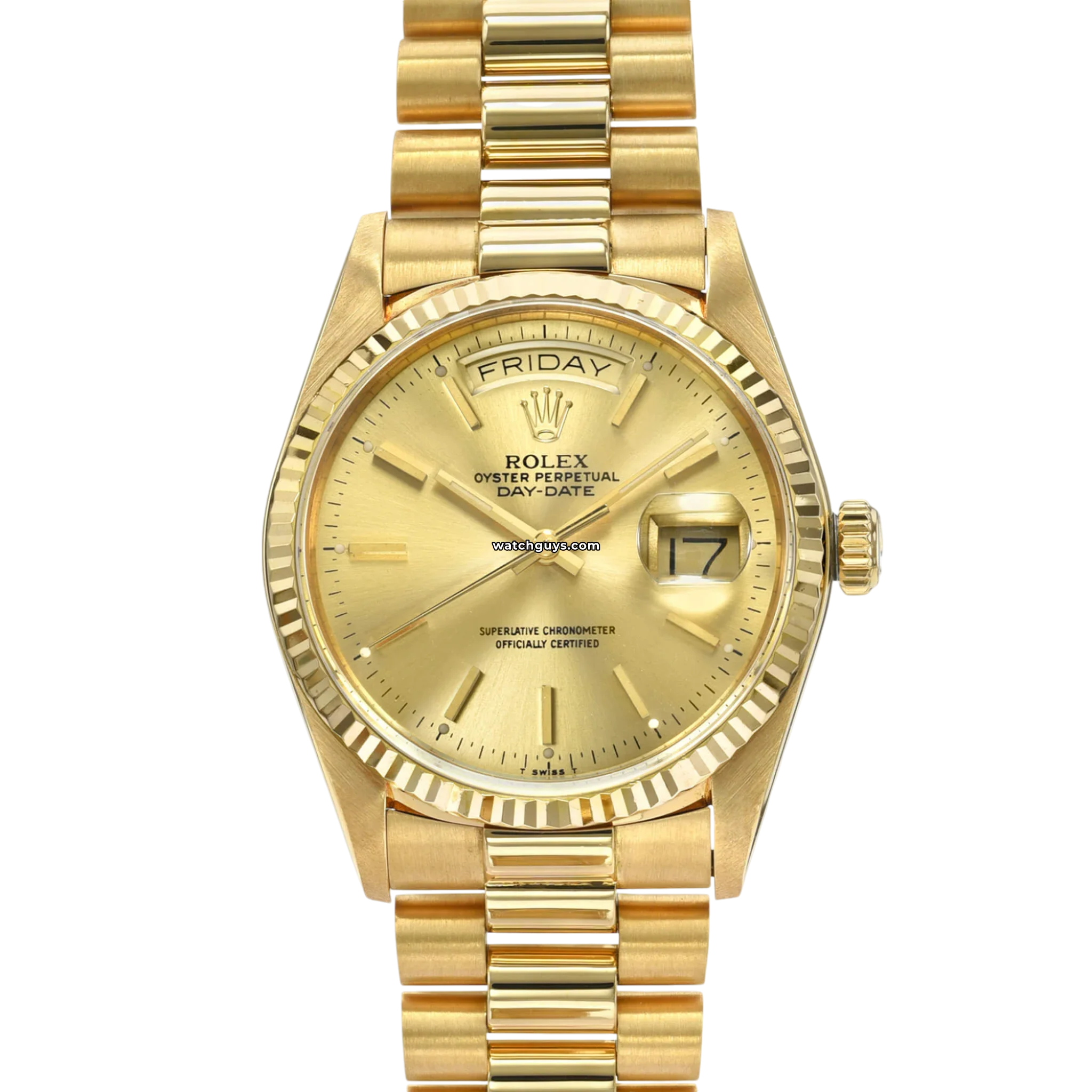 Rolex Day-Date 18038 18K Gold Men's Watch with Champagne Dial - Luxury Dress Watch for Business & Formal Occasions