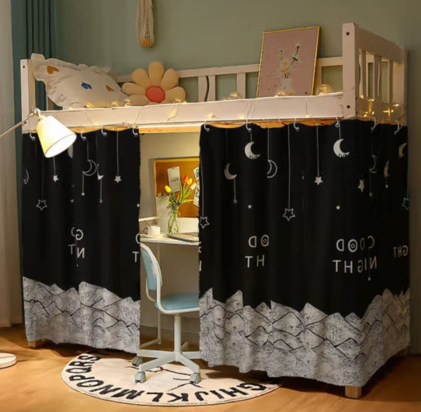 XGOPTS Bottom Bunk Bed Curtains - Blackout Privacy Curtains for Single Beds, Breathable Dustproof Underbed Canopy Tent with Shading Drapes | Perfect for Dorms, Loft Beds & Privacy Protection