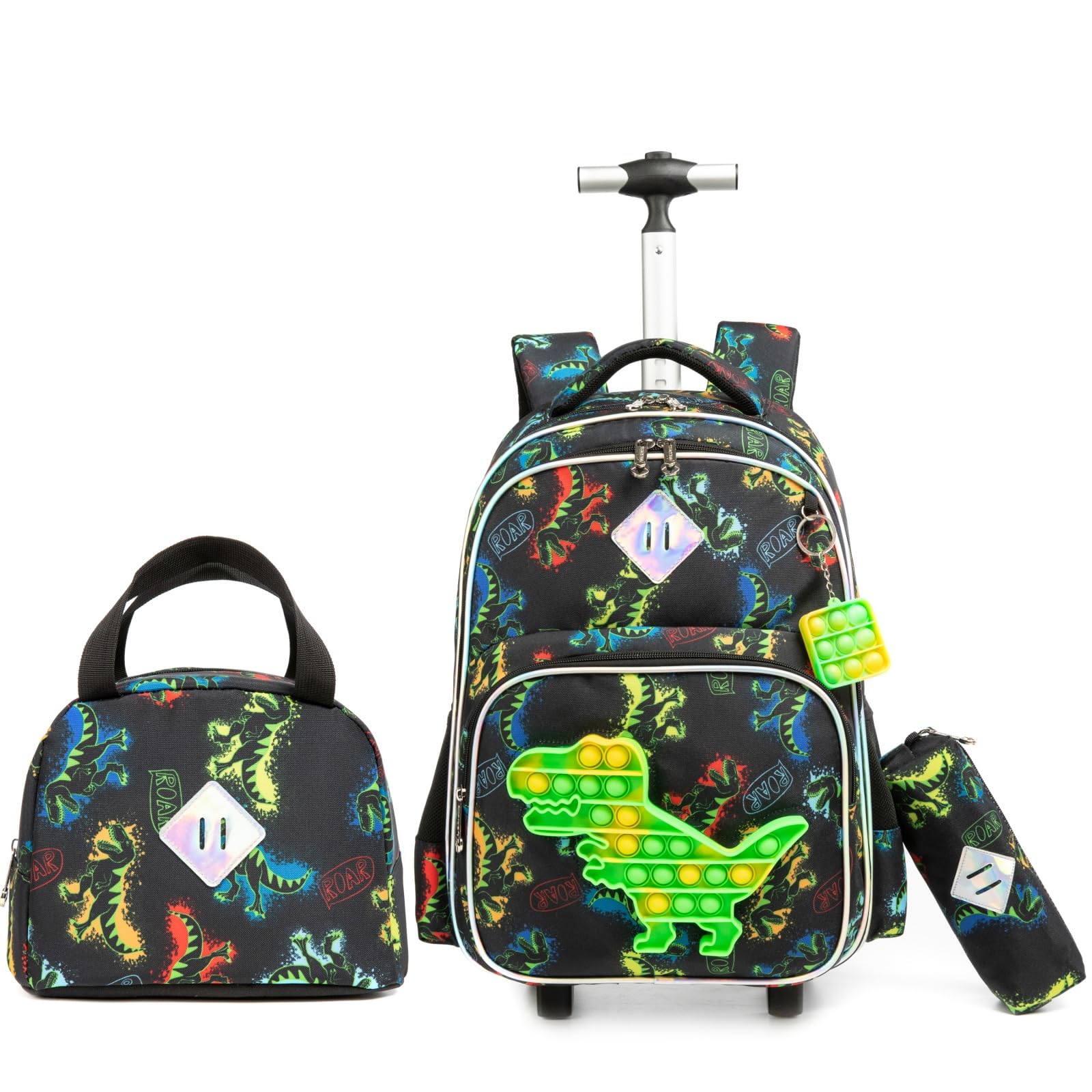 Egchescebo Rolling Backpack for Girls - Lightweight Wheeled School Backpack with Telescopic Handle, Durable Kids Travel Luggage for School, College, Travel & Daily Use