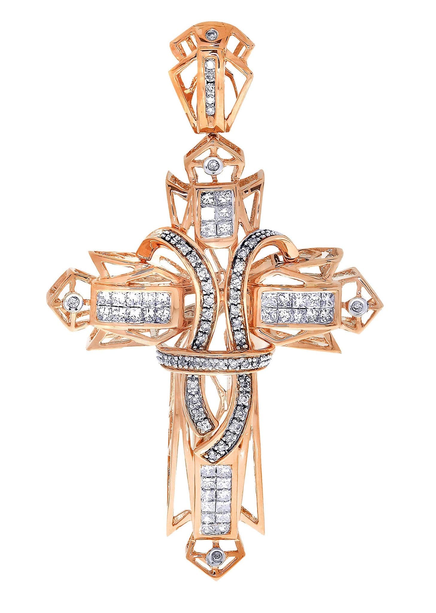 1.68 Carat Diamond Cross Pendant Necklace - 16.44 Grams Solid Gold Religious Jewelry for Women & Men - Perfect for Baptism, Confirmation & Daily Wear