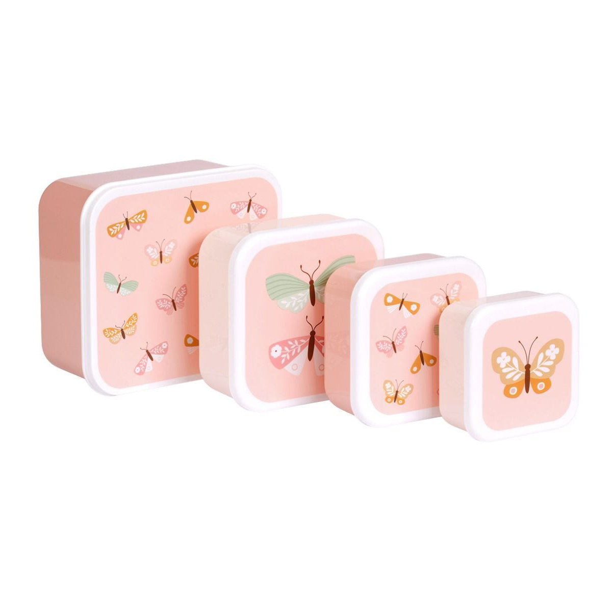 A Little Lovely Company Lunch & Snack Box Set with Butterfly Design - Bento Box for Office, School & Picnic - Eco-Friendly Food Container for Adults & Kids