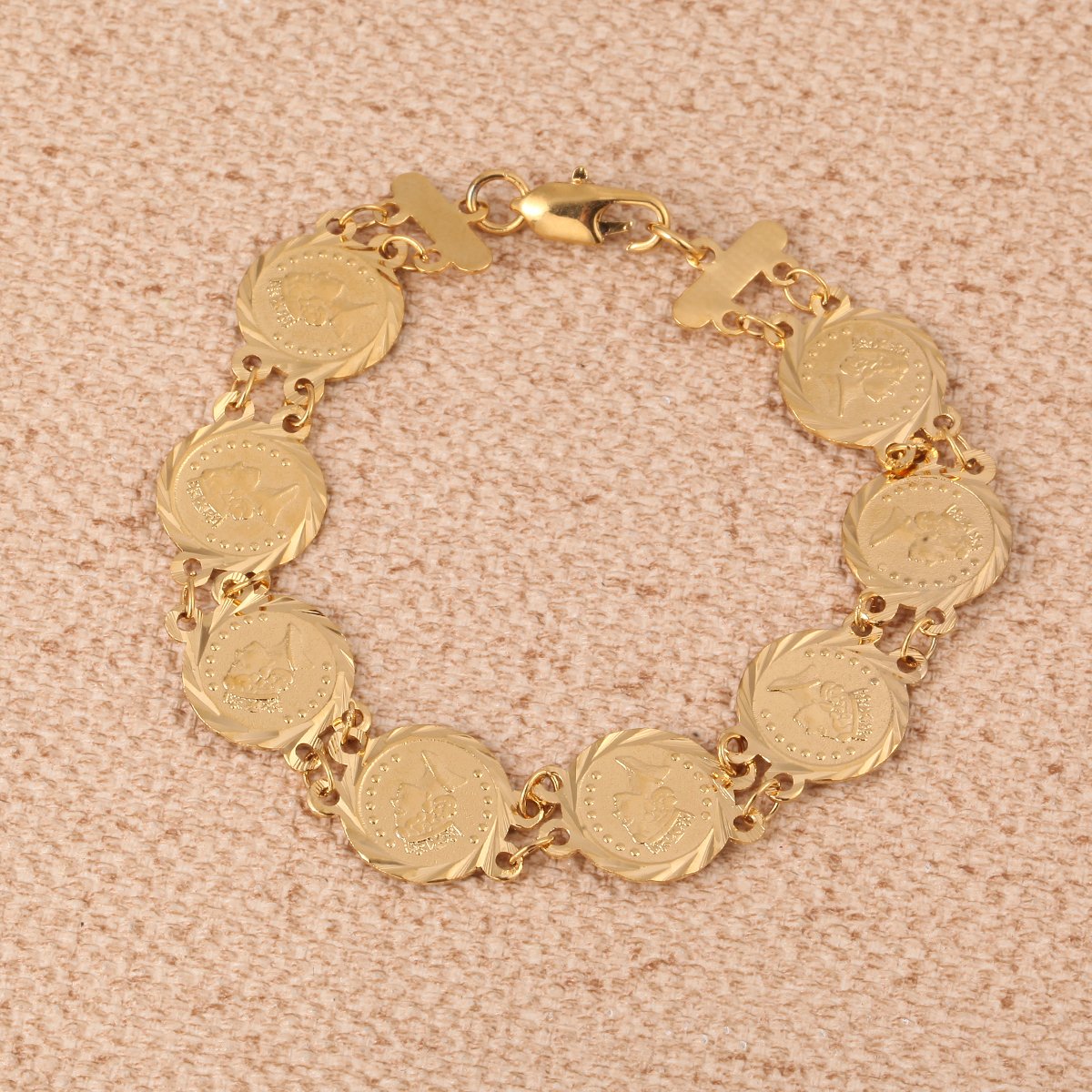 Queen Head Jewelry Coin Bracelet - Gold Color Bracelets for Women | Elegant Fashion Accessory for Parties, Weddings & Daily Wear