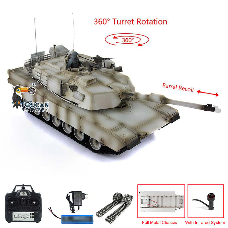 HengLong 1/16 Scale M1A3 Abrams RC Tank - Factory Original Refitted Painted Ready-to-Run (RTR) with Metal Chassis & Plastic Upper Hull - Hobby Model 3918 | Perfect for Military Enthusiasts, Collectors & RC Tank Battles