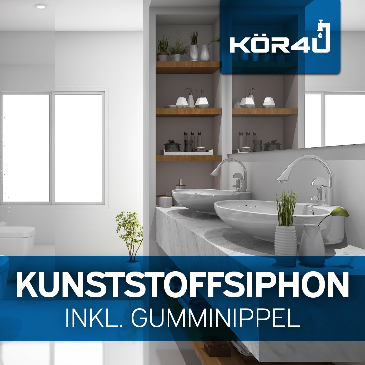 Kör4u 1 1/4 Inch x 32mm Plastic S-Trap with Rubber Gasket and Nipple for 50x32mm Drain Pipe - Perfect for Kitchen Sink, Bathroom Vanity & Laundry Drainage System