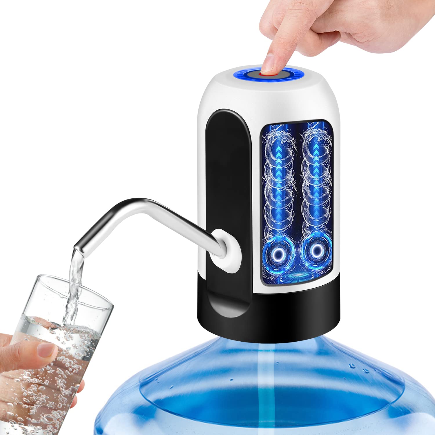 TECHVIDA 5 Gallon Water Dispenser Pump - USB Rechargeable Electric Water Jug Pump for Home, Office, Camping & Outdoor Use | Automatic Drinking Water Dispenser for Universal Bottles | Portable Water Bottle Pump for Travel, RV, Emergency Kits