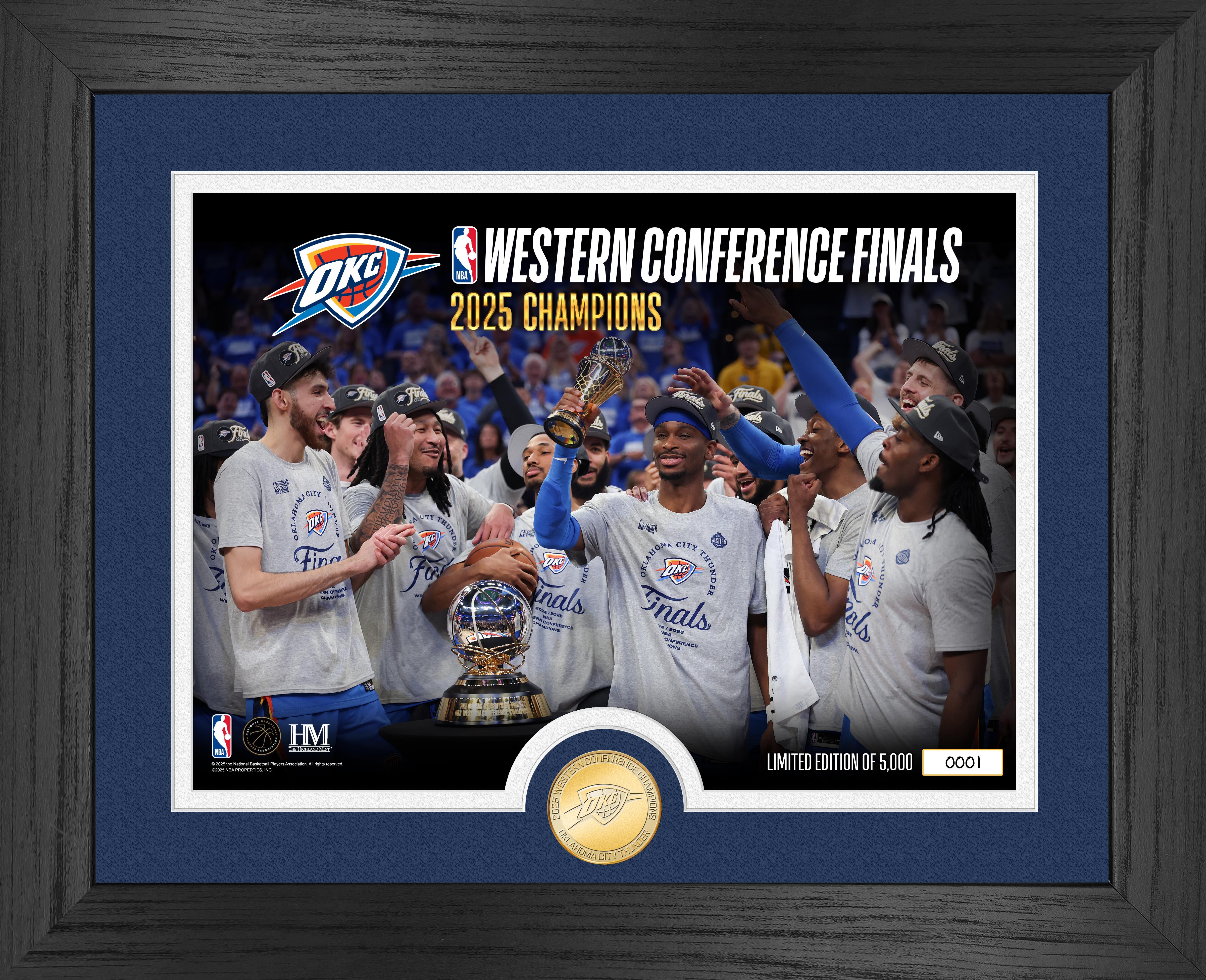 Oklahoma City Thunder 2025 NBA Western Conference Champions Commemorative Photo - Perfect for Sports Fans, Home Decor & Man Cave Display