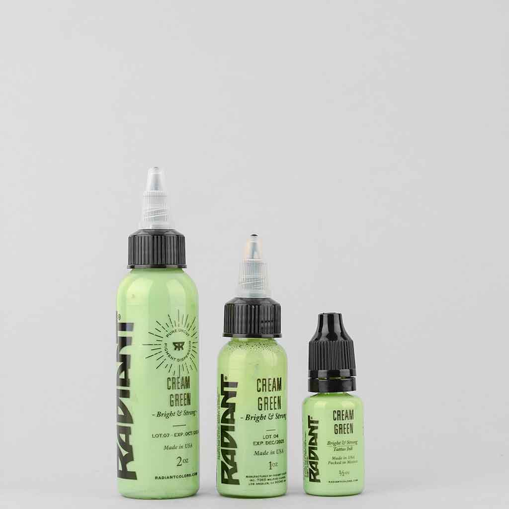 Premium Cream Green (Pastel) Radiant Tattoo Ink - 1 oz Bottle for Professional Tattoo Artists & Body Art - Perfect for Delicate Floral Designs & Watercolor Tattoos