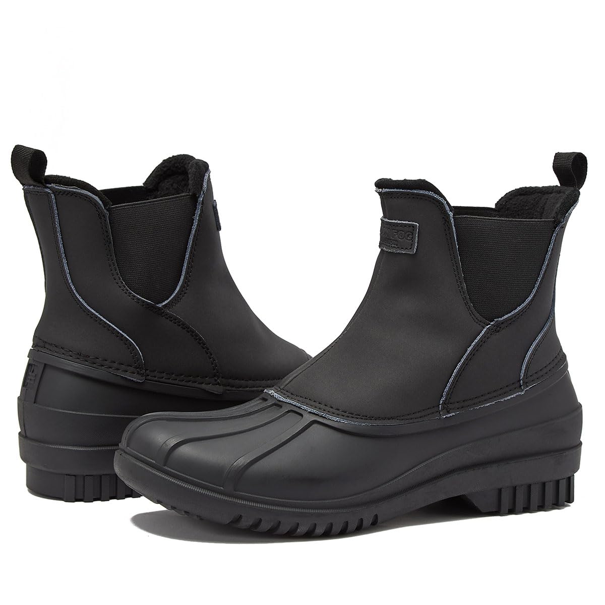 London Fog Tyler Men's Waterproof Leather Chelsea Duck Boots - Insulated Slip-On Winter Snow Boots for Rain & Snow | Perfect for Outdoor Work, Hiking & Cold Weather Commutes