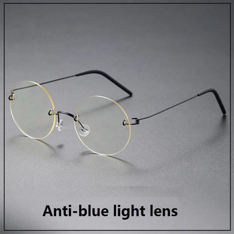 Unisex Rimless Round Screwless Titanium Eyeglasses Frame 1356 - Lightweight & Durable for Reading, Computer Work & Everyday Wear