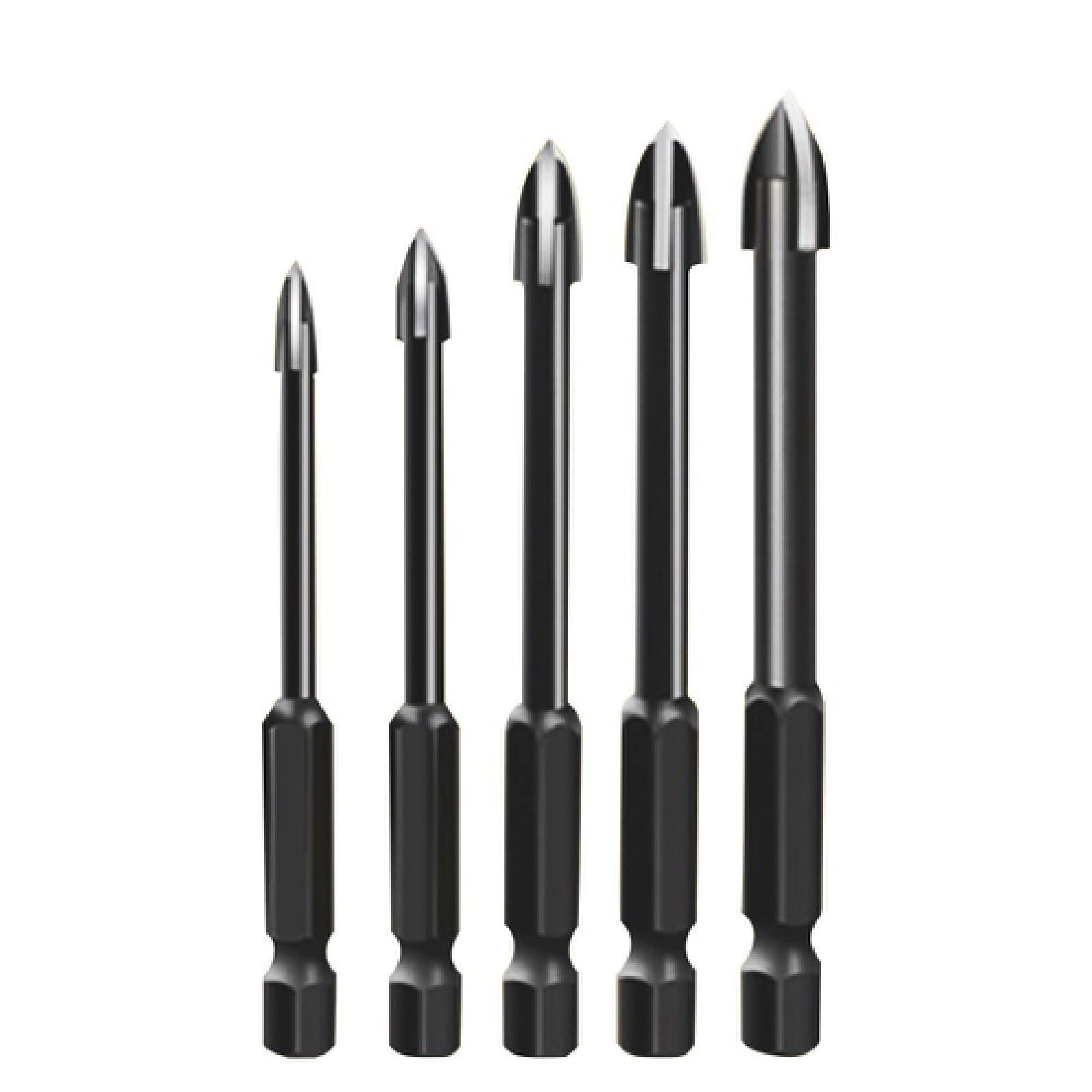 5Pcs High-Speed Steel Drill Bit Set - Universal Carbide Tipped Drill Bits for Concrete, Ceramic & Masonry - Perfect for DIY Home Improvement & Construction Projects