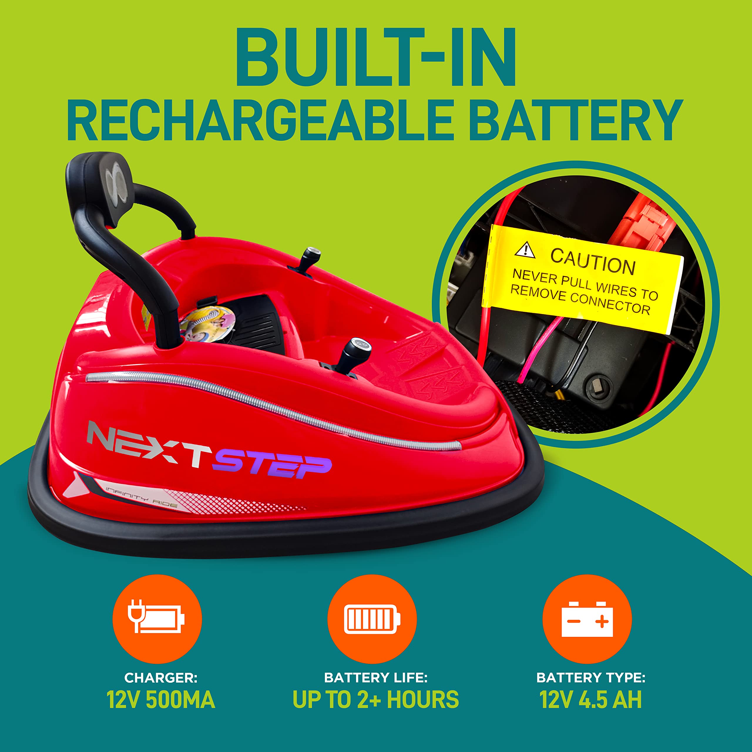 SereneLife 12V Electric Bumper Car for Kids with Remote Control - 360° Spinning, LED Lights & Safety Belt | Toddler Ride-On Toy for Ages 3-8 Years | Perfect for Indoor Playrooms, Backyard Fun & Birthday Parties