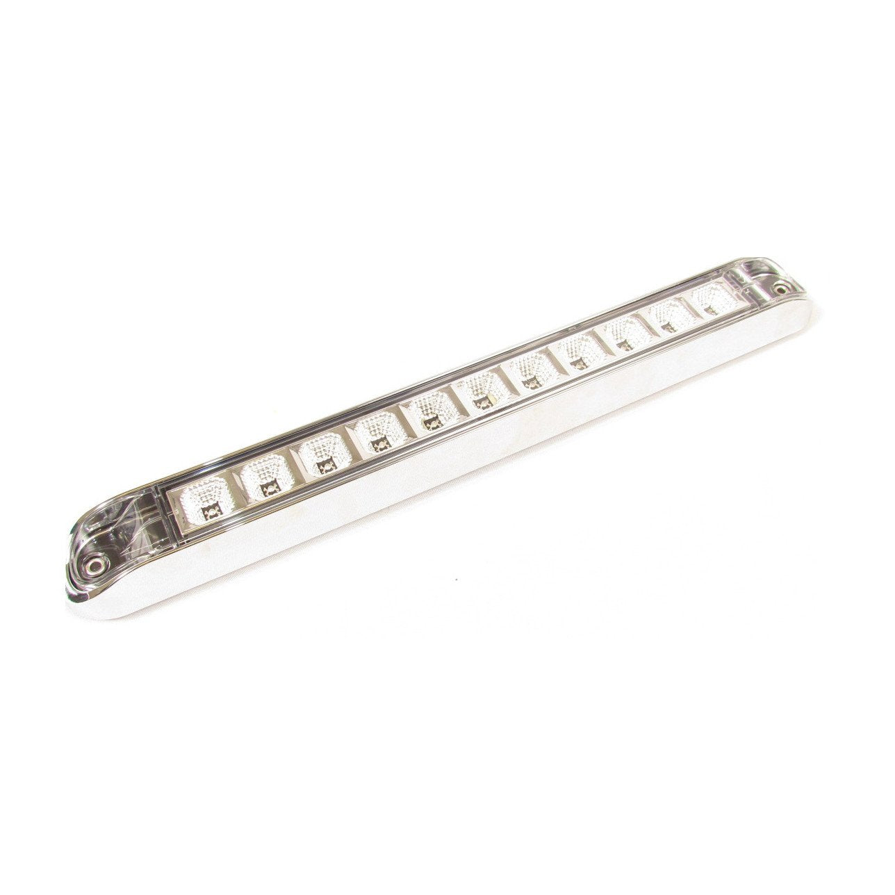 Fortpro 17 6/8 x 2 1/8 Inch LED Light Bar with 11 Bright LEDs & Chrome Bezel - Perfect for Off-Road Trucks, ATVs, and Marine Applications